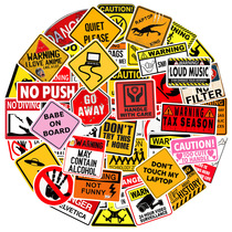 New 50 warning signs for warning signs prank car laptop phone skateboard guitar suitcase stickers