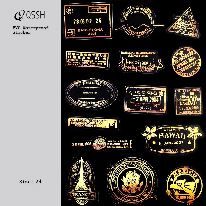 The whole A4 stamp suitcase is painted with computer skateboard guitar pull box waterproof locomotive stickers