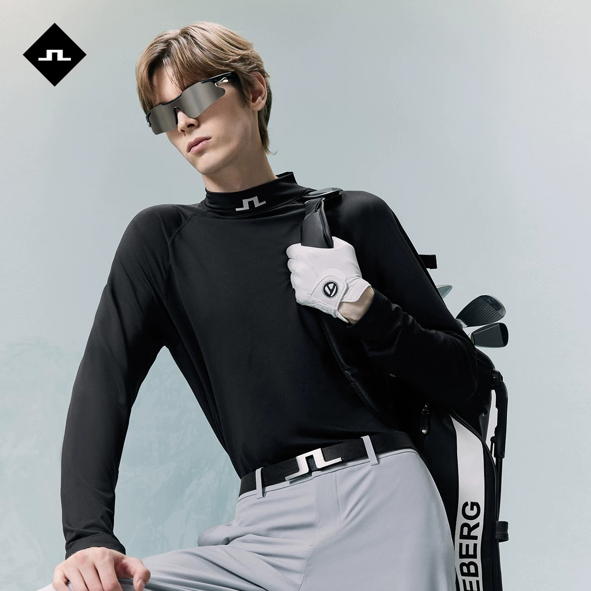Весенняя бархатистая базовая мужская футболка с высоким воротом, slim fit