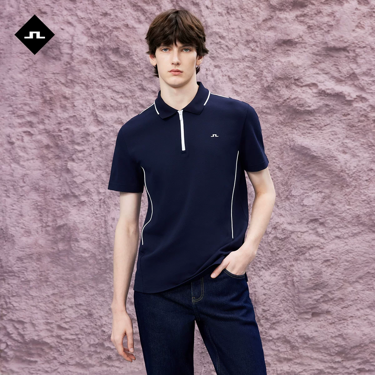 Мужское летнее спортивное эластичное polo, slim fit, с коротким рукавом, стиль