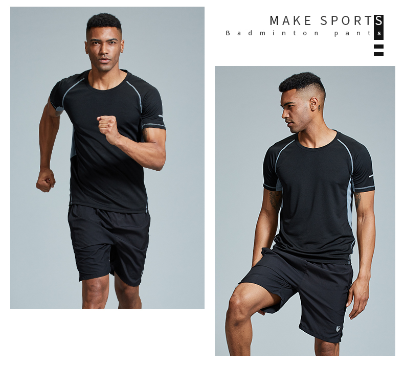 Thể dục quần áo nam thể thao mùa hè ngắn tay quần áo khô nhanh quần short lỏng chạy bóng rổ phòng tập thể dục đào tạo quần áo ao gym