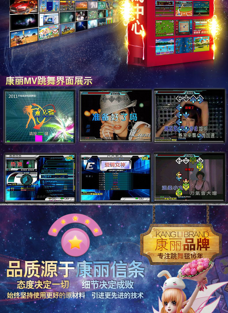 Kang Li somatosensory sáng khiêu vũ giao phối duy nhất giảm cân HD dày giao diện TV máy tính dual-sử dụng không dây game console thảm nhảy audition