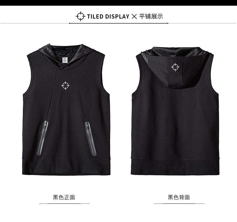 2016 new bóng rổ thể thao thoáng khí vest nam casual loose trùm đầu áo len không tay vest