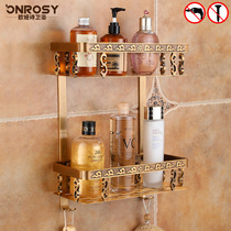 Space aluminum bathroom corner storage toiletries shampoo mirror front European antique double-layer shelf non-punching