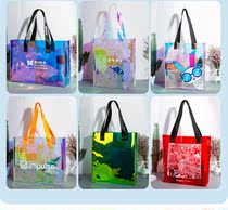 Laser tote bag transparent plastic PVC colorful advertising bag custom LOGO gift event shoulder laser bag