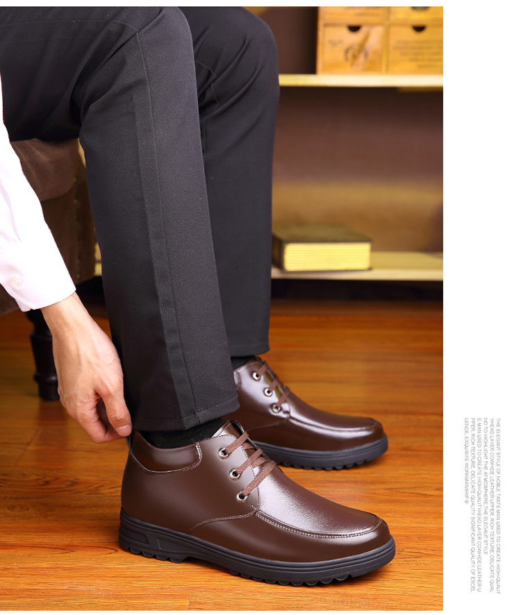Giày cotton mùa đông nam ấm và nhung dày Giày mùa đông trung niên giản dị jordan dior cổ thấp
