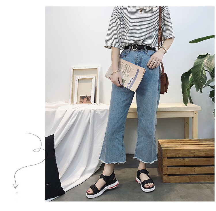 Giày thể thao mới 2018 nữ mùa hè Thời trang Hàn Quốc dày ulzzang Velcro giày nữ hoang dã dép hot