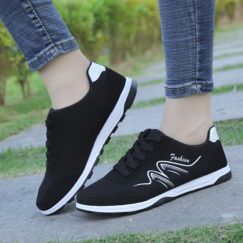 Mùa thu 2018 phong cách mới phiên bản Hàn Quốc của lưới thoáng khí mặt tròn đầu thể thao giản dị gió nữ sinh thấp để giúp giày thể thao giay bitis nữ