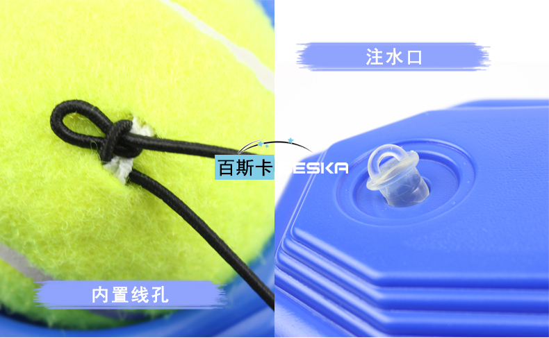 Huấn luyện viên tennis với người mới bắt đầu tập thể dục với dây duy nhất dây đai tennis phục hồi thiết lập với dây thừng quần vợt vợt tennis gỗ