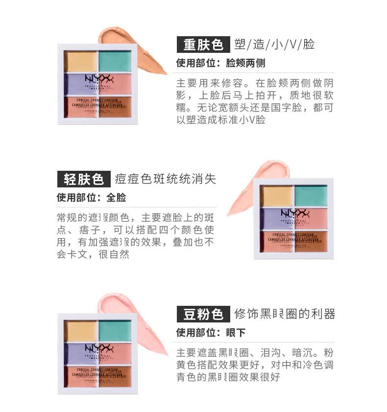 Bonded US nyx sáu màu 6 màu Kem che khuyết điểm 3CP che khuyết điểm nổi bật khả năng sửa chữa lâu dài làm sáng quầng thâm kem che khuyết điểm cho da mụn