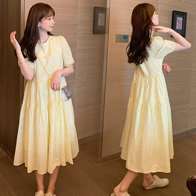 Pregnant woman summer dress foreign dress with loose medium long version Crushed Flowers Summer Skirt 2022 Summer Thin Fashion Suit