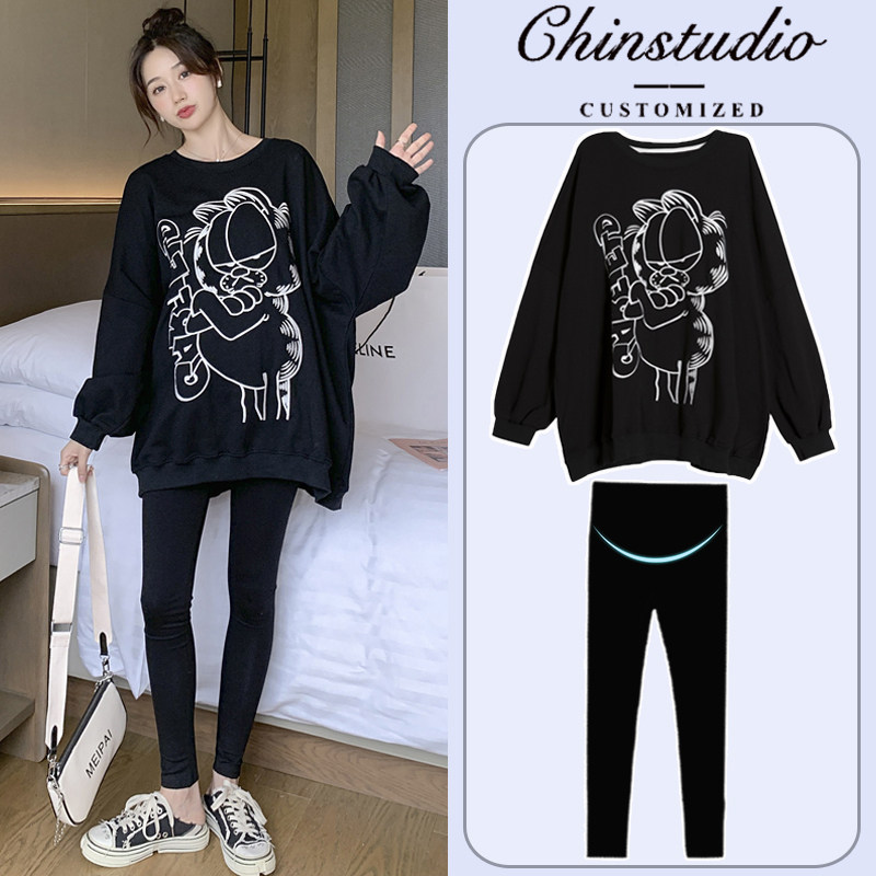 Pregnant Woman Autumn Dress Suit Fashion style out for 2021 Fall gestation Fashion Spring autumn new online Red Pregnancy Medium Blouse