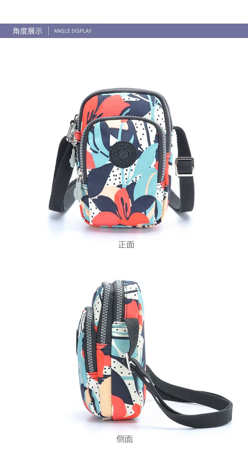 Findpop túi điện thoại di động nữ 2019 mới mini crossbody túi nylon vai túi vải in ví tiền ví nữ mini