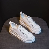 Белая обувь, кроссовки, высокие туфли на платформе, осенняя, 2023, из натуральной кожи