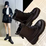 Martens, ботинки, высокие универсальные короткие сапоги в английском стиле на платформе, туфли, из натуральной кожи, осенние