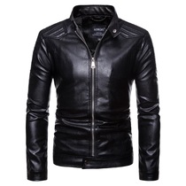 Tide brand men's motorcycle leather men's motorcycle clothing leather jacket collar short handsome men's large size coat men's tide