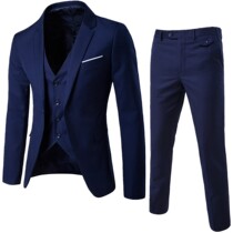 Suit suit men's three-piece Korean slim small suit business professional dress best man groom host dress