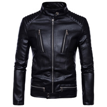 Mens washed leather clothing Slim motorcycle riding clothing locomotive party leather jacket mens short coat Tide mens racing clothing