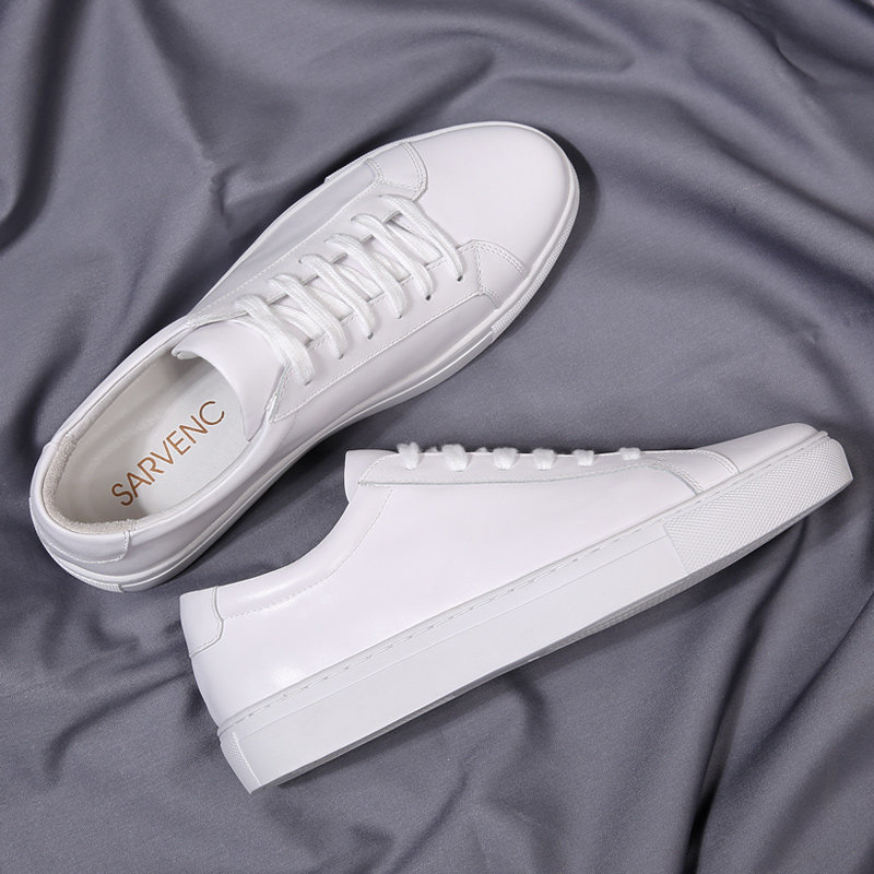 Small White Shoes Men Genuine Leather 2021 Summer New 100 Hitch Men's Shoes Head Layer Cow Leather White Slim Breathable Couple Board Shoes