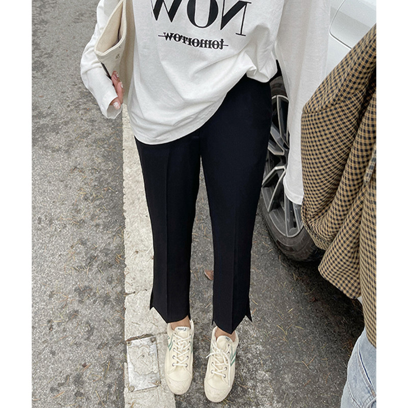 Pregnant Woman Western Dress Pants 90% Early Spring Fall New Outwear Slim Black Notch Broadleg Pants Covety Straight Fit Pants