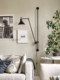 Nordic Living Room Sofa Background Wall Lamp Restaurant Creative Long Rod Bedroom Bedside Reading Lamp Swing Arm Lamp Plug-In High-End