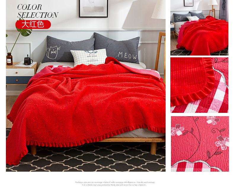 Pha lê nhung một mặt cotton hai mặt trải giường một miếng bông trải chiếu bông trải giường lớn ga nệm