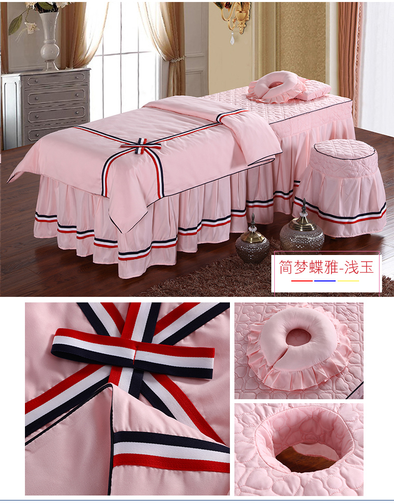 Jin Yuxin rắn màu đơn giản làm đẹp thẩm mỹ viện trải giường bốn bộ massage cơ thể vật lý trị liệu giường bao gồm bốn bộ của châu Âu ga giường spa giá rẻ