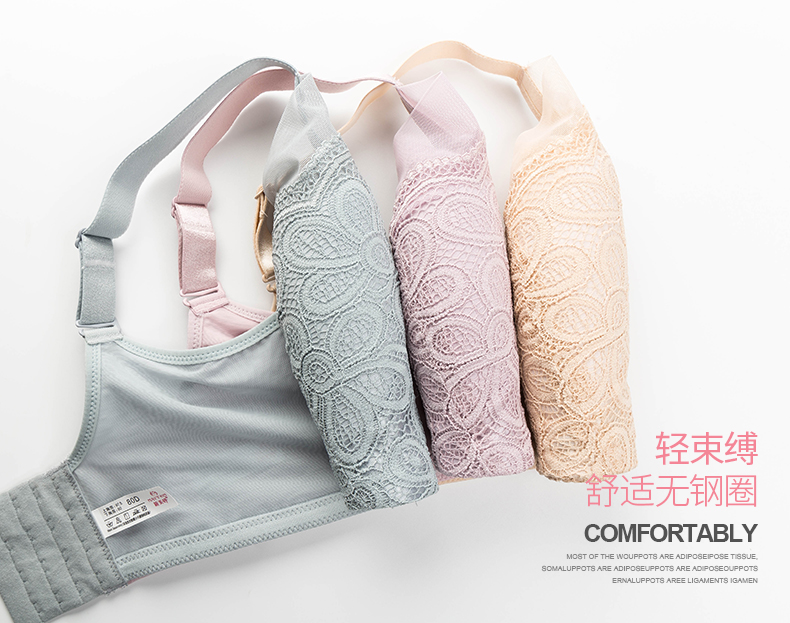 New Mei Ting đồ lót kích thước lớn nữ béo mm ngực lớn nhỏ vòng thép nhỏ áo ngực mỏng phần ngực tụ tập để nhận sữa thứ hai - Áo ngực ren áo lót k dây