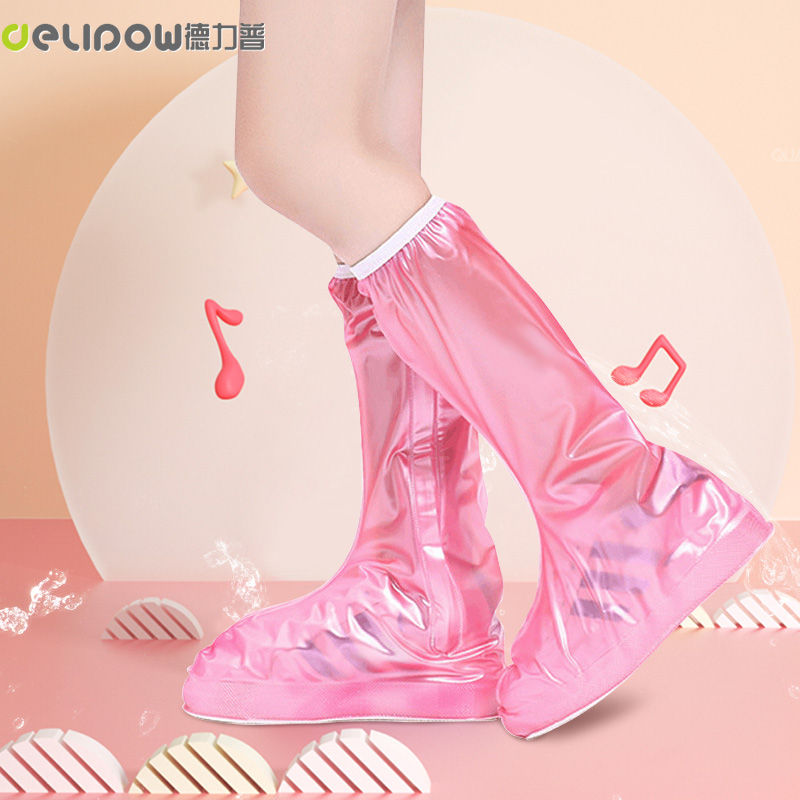 Children Rain shoe cover male and female medium long version long cylinder student fashion outwear waterproof anti-slip abrasion resistant silicone gel water shoe cover