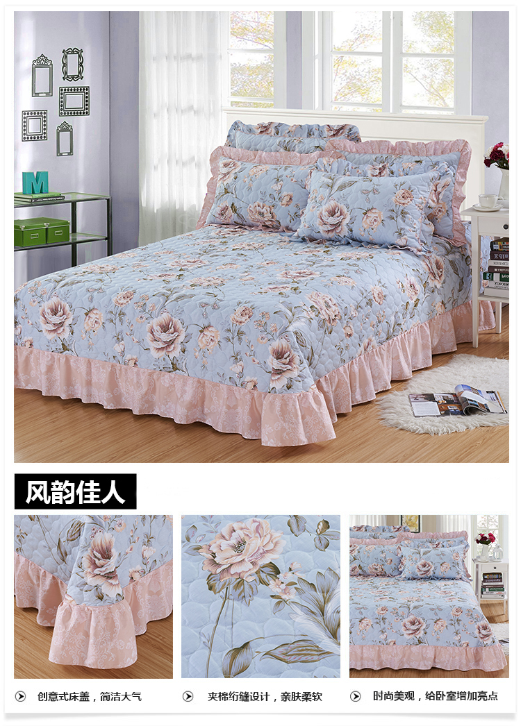 Bông trải giường đơn mảnh ba mảnh quilting được bao phủ bởi 1.8m tấm bông chần bao gồm quilting 2 mét để tăng phong cách Trung Quốc