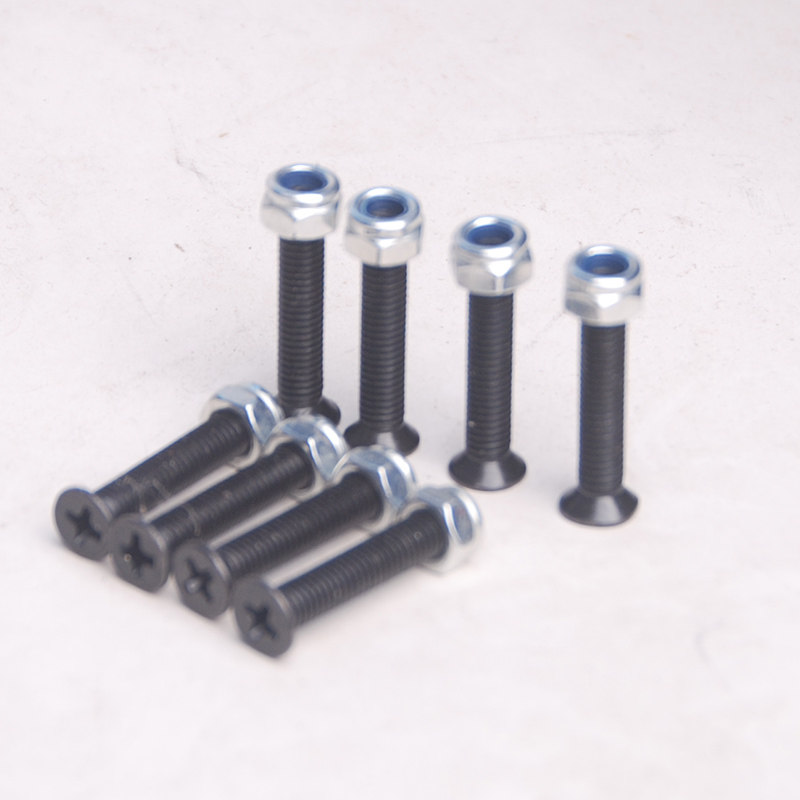 8 black bridge nail screws Standard bracket hardware screws through nails 25mm wheel double-warped skateboard bridge nails small mouth
