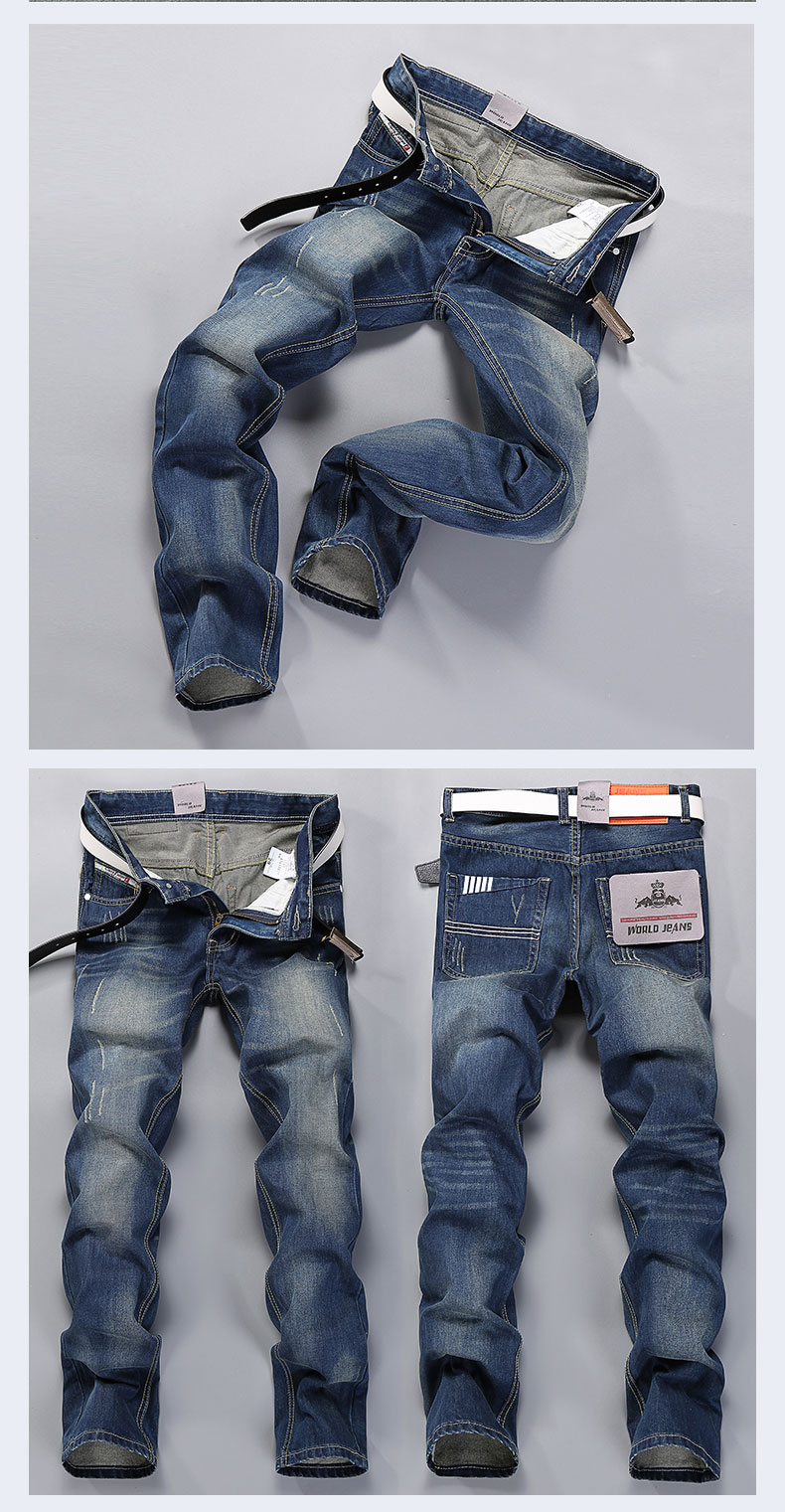 Retro Châu Âu và Mỹ Mùa thu Quần jean nam mới Slim Quần dài thẳng Retro In Mèo Quần cỡ lớn thời trang năm 2021	