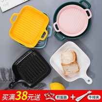 Nordic baking pan ceramic plate with handle baking cheese baking rice baking pan oven special dish plate home western food plate