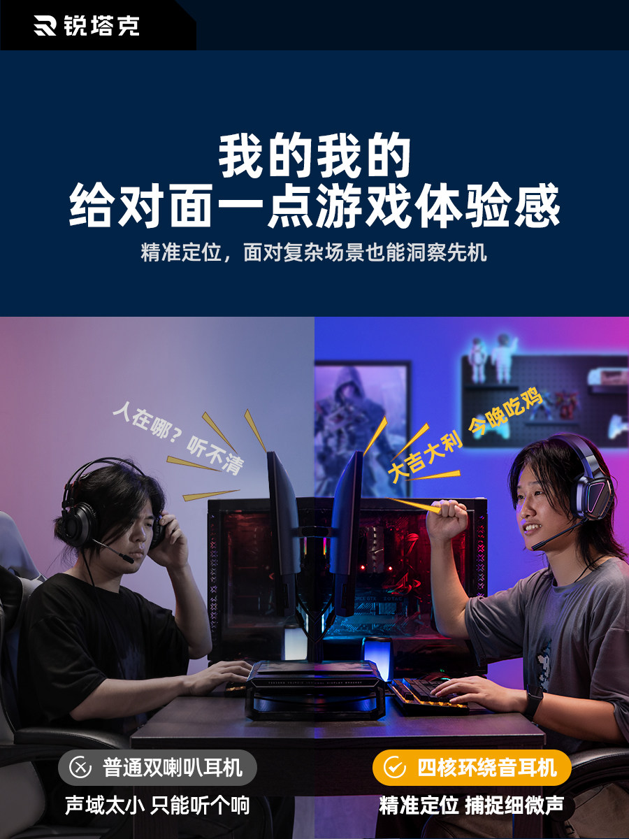 Rtako Over-Ear Headphones, Gaming-Specific Headphones, Laptop and Desktop Computer Gaming Headset, Two-In-One