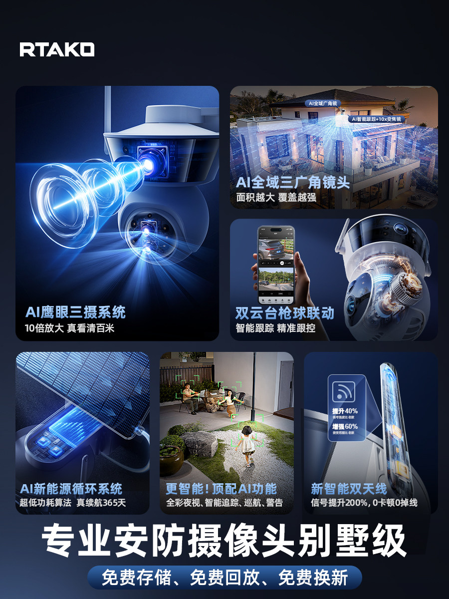 Camera Wireless Monitor Outdoor 360-Degree No Blind Spots Home Mobile Phone Remote Photography High-Definition Night Vision 8 Million