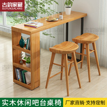 Small bar table household window modern simple kitchen light luxury solid wood porch partition cabinet wine table one high foot