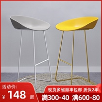 Nordic ins wrought iron stool European modern simple home backrest high chair creative Net red bar bar chair