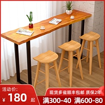 Solid wood bar chair dining chair home Nordic log bar table and chair combination modern simple casual high stools