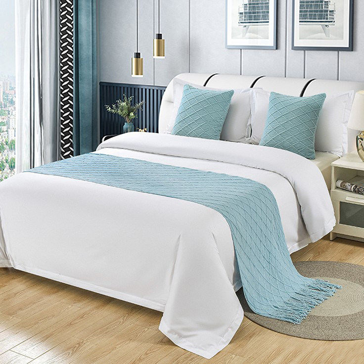 高級スタイルのファミリールーム用ベッドランナー、ベッドフラッグ、ベッドランナー、ホテル専用のニット製ベッドランナーブランケット