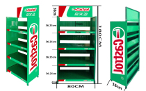 Green big Castrol white custom display rack Oil lubricating oil full metal display rack Car oil shelf