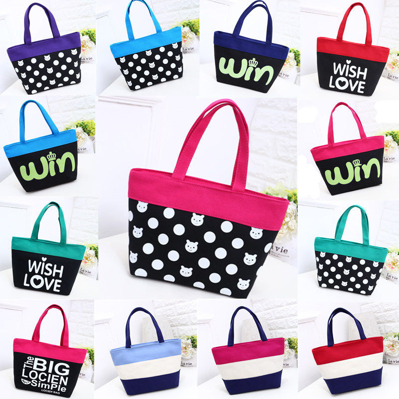 Thickened waterproof canvas Oxford cloth hand-carried lunch bag Mummy bag handbag small cloth bag lunch box bag work women's bag