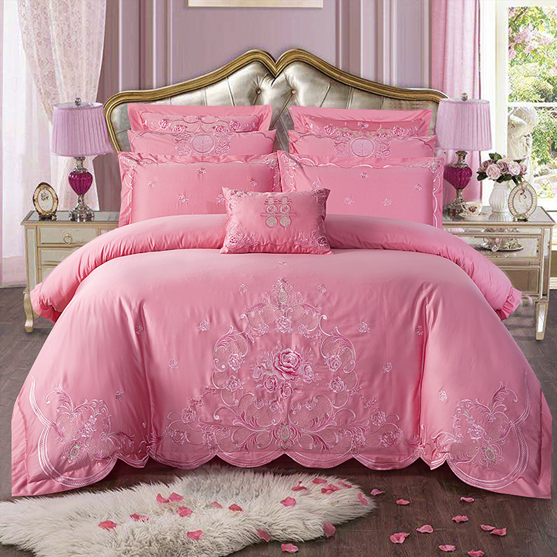 Mercury Home Textiles wedding four-piece set of pure cotton red wedding sixty-eighty-piece set of quilt cotton embroidery bedding