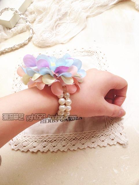 Phiên bản Hàn Quốc mới của bãi biển ảnh boho hoa ngọc trai ngọt ngào vòng tay hoa cổ tay hoa nữ nhân tạo vòng ngọc bích
