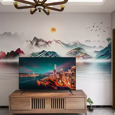 New Chinese landscape wallpaper TV background wall murals 2021 new modern minimalist Nordic porch living room wallpaper