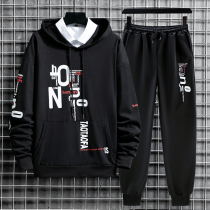 Mens clothing set handsome match Tide brand autumn suit men Korean version of trend youth loose clothes hooded sweater