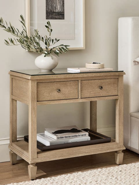 Export foreign trade American country style retro solid wood bedside table French neoclassical oak bedroom bedside table chest