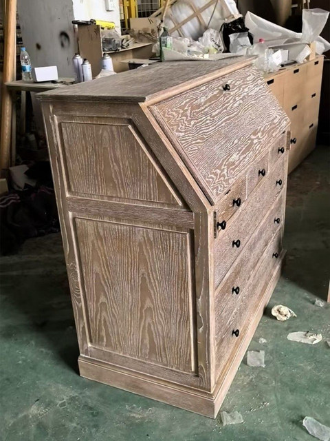 American country retro oak desk French folding bedroom solid wood cupboard home flip dresser desk