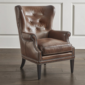 American Country Retro Single Leather Art Zipper Sofa Chair Living Room Balcony Leisure Chair Cowhide Tiger Chair Coffee Chair