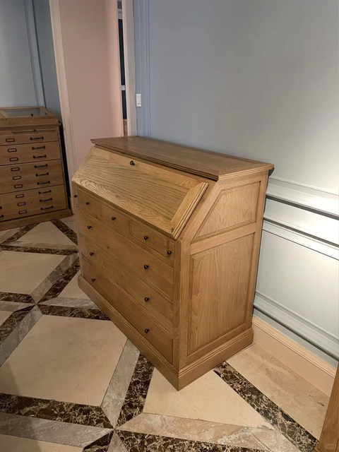 American country retro oak desk French folding bedroom solid wood cupboard home flip dresser desk
