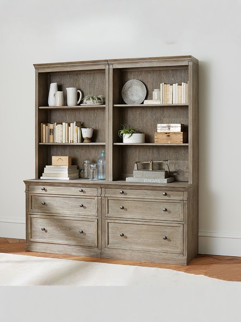 American country retro bookcase French small apartment simple wall combination large bookcase storage cabinet living room display cabinet